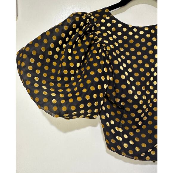 Rhode Resort Lana Top Size 0 XS NWT Dot Jacquard Print Puff Sleeves Tie Keyhole - Picture 10 of 13